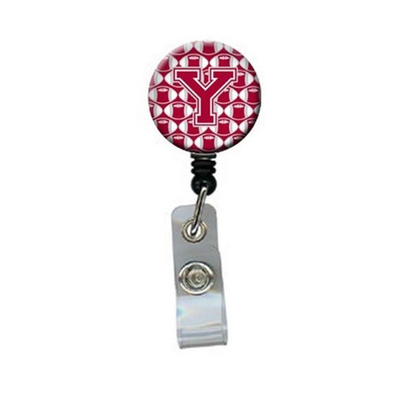 Carolines Treasures Letter Y Football Crimson, Grey and White Retractable Badge Reel CJ1065-YBR